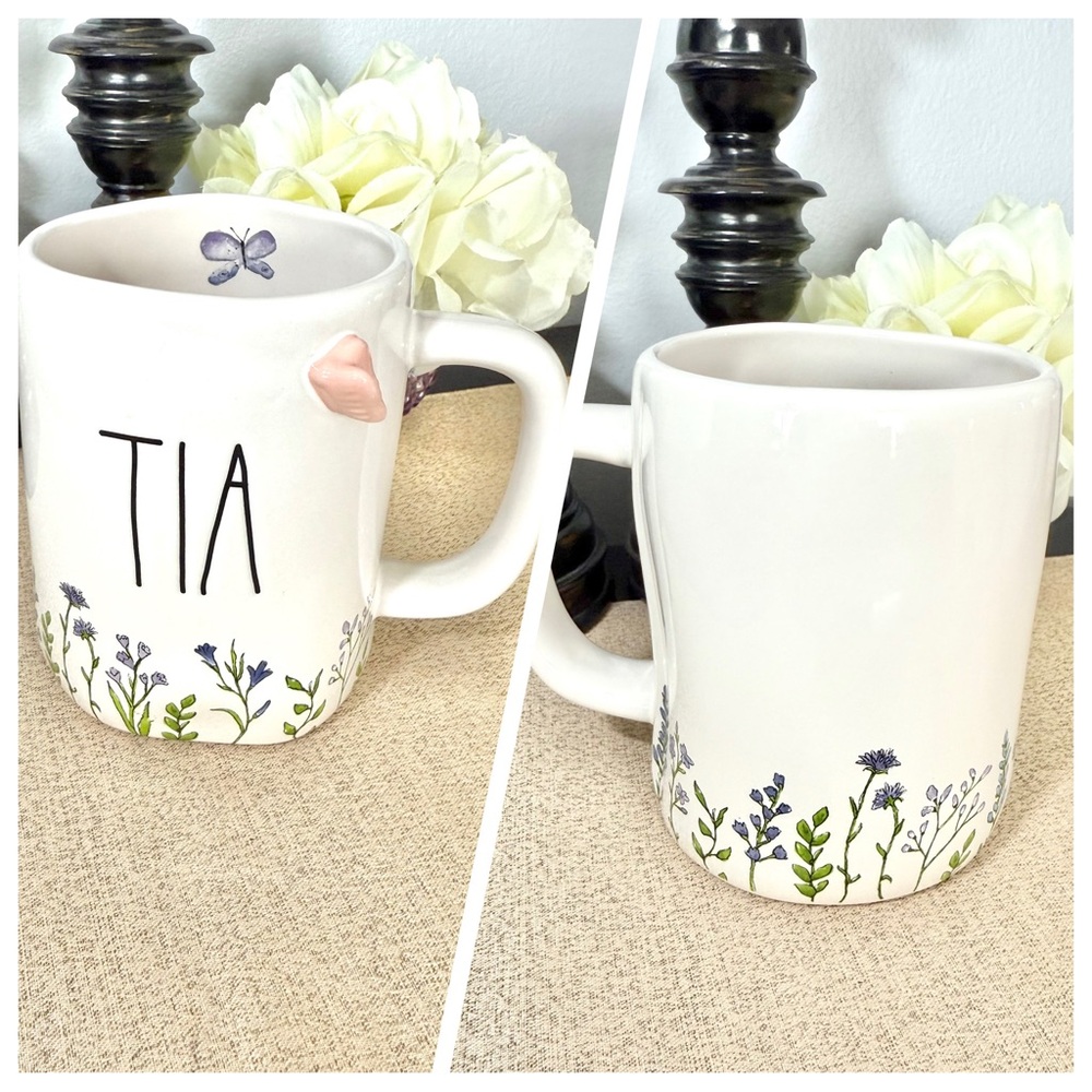 New Rae Dunn TIA Aunt 3D Butterfly Ceramic Mug